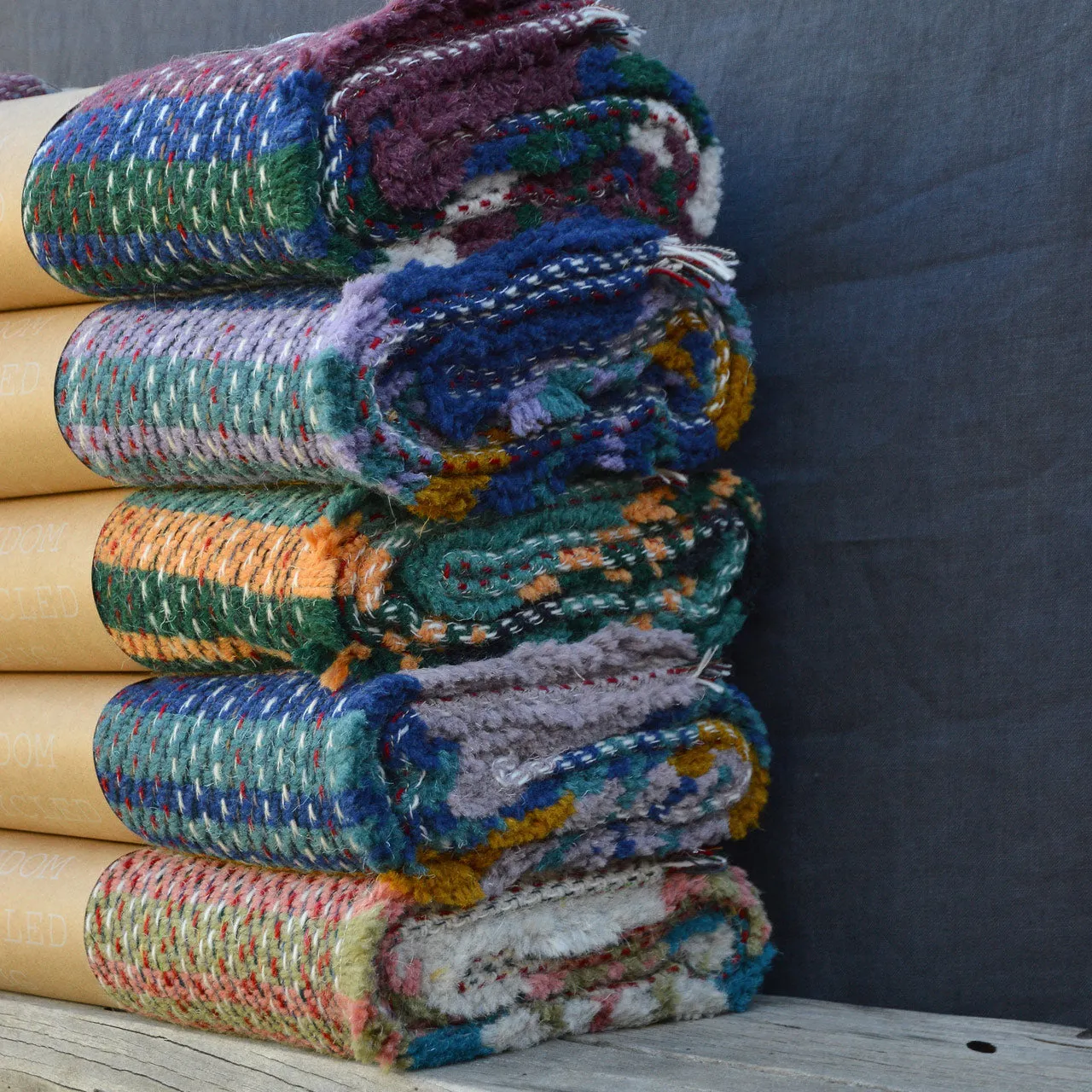 100% Random Recycled Wool Blanket/Rug - Medium (150x120cm)