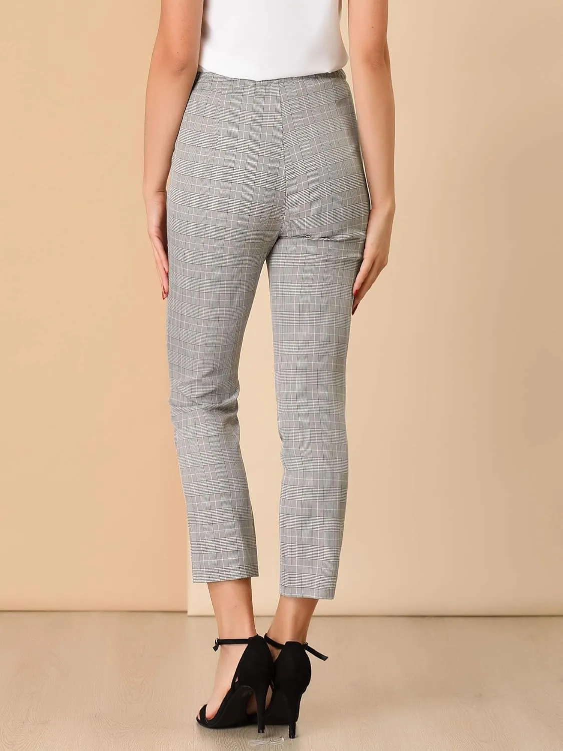 Allegra K Women's Work Dress Pants High Waisted Office Ankle Pants