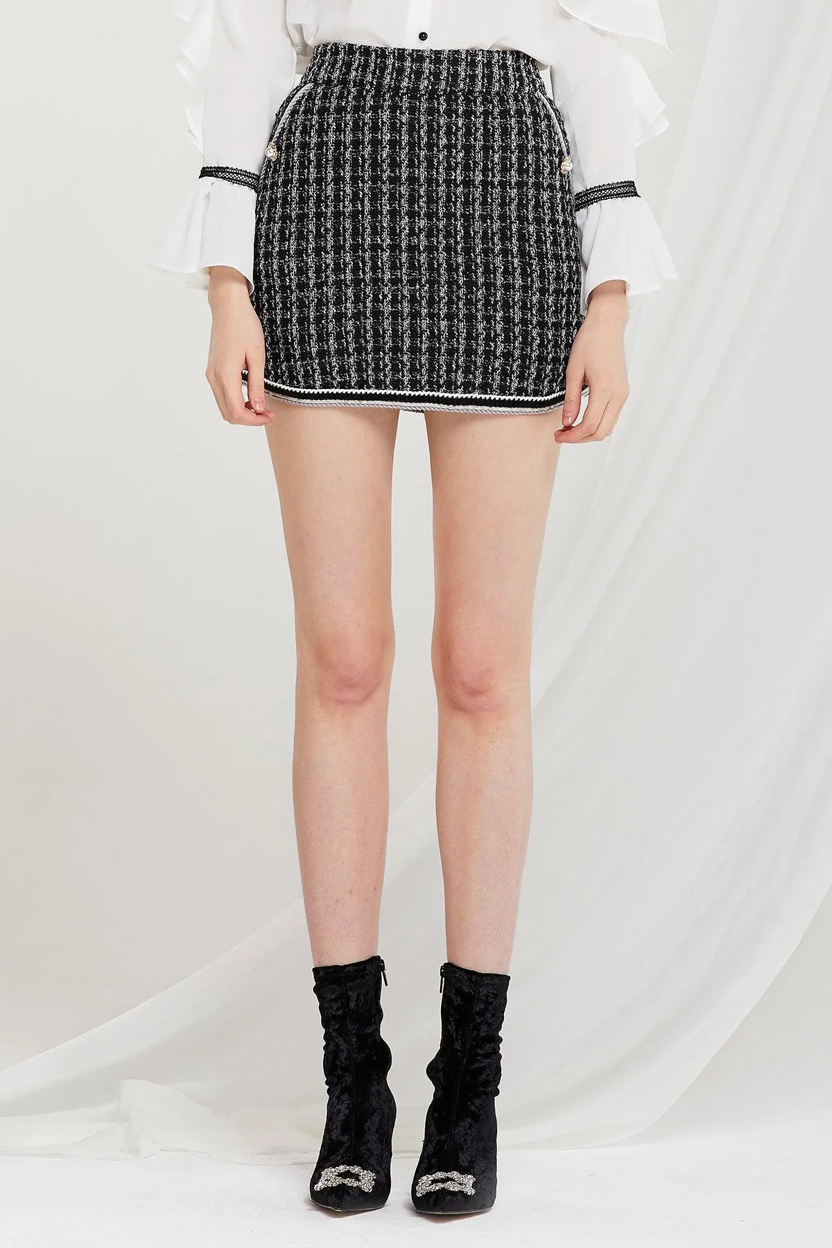 Annie Embroidered Tweed Skirt