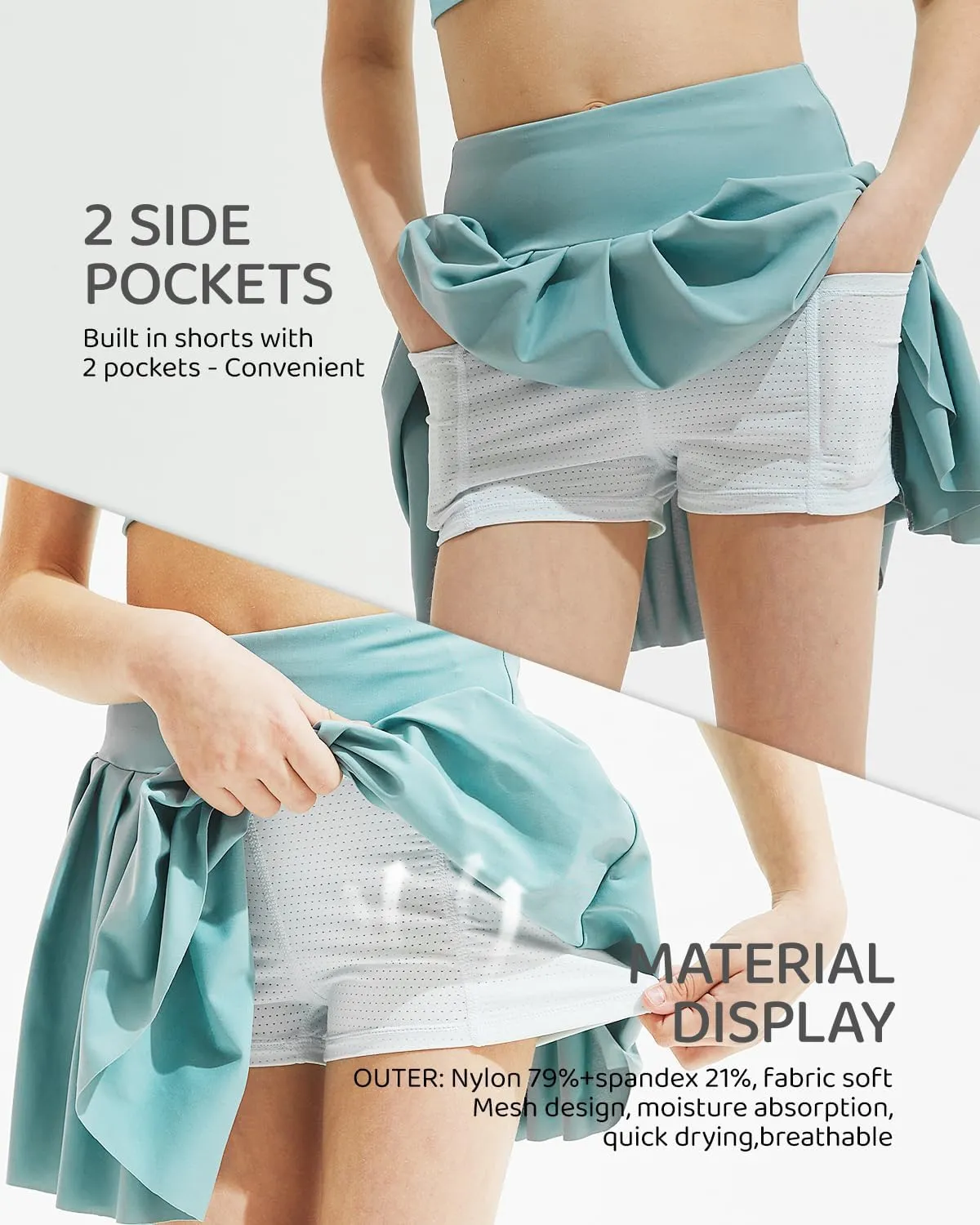 BebreezChic Girl's Tennis Skirt Athletic Pleated High Waisted Kid's Mini Skort Sport Uniform with Pockets Golf Running