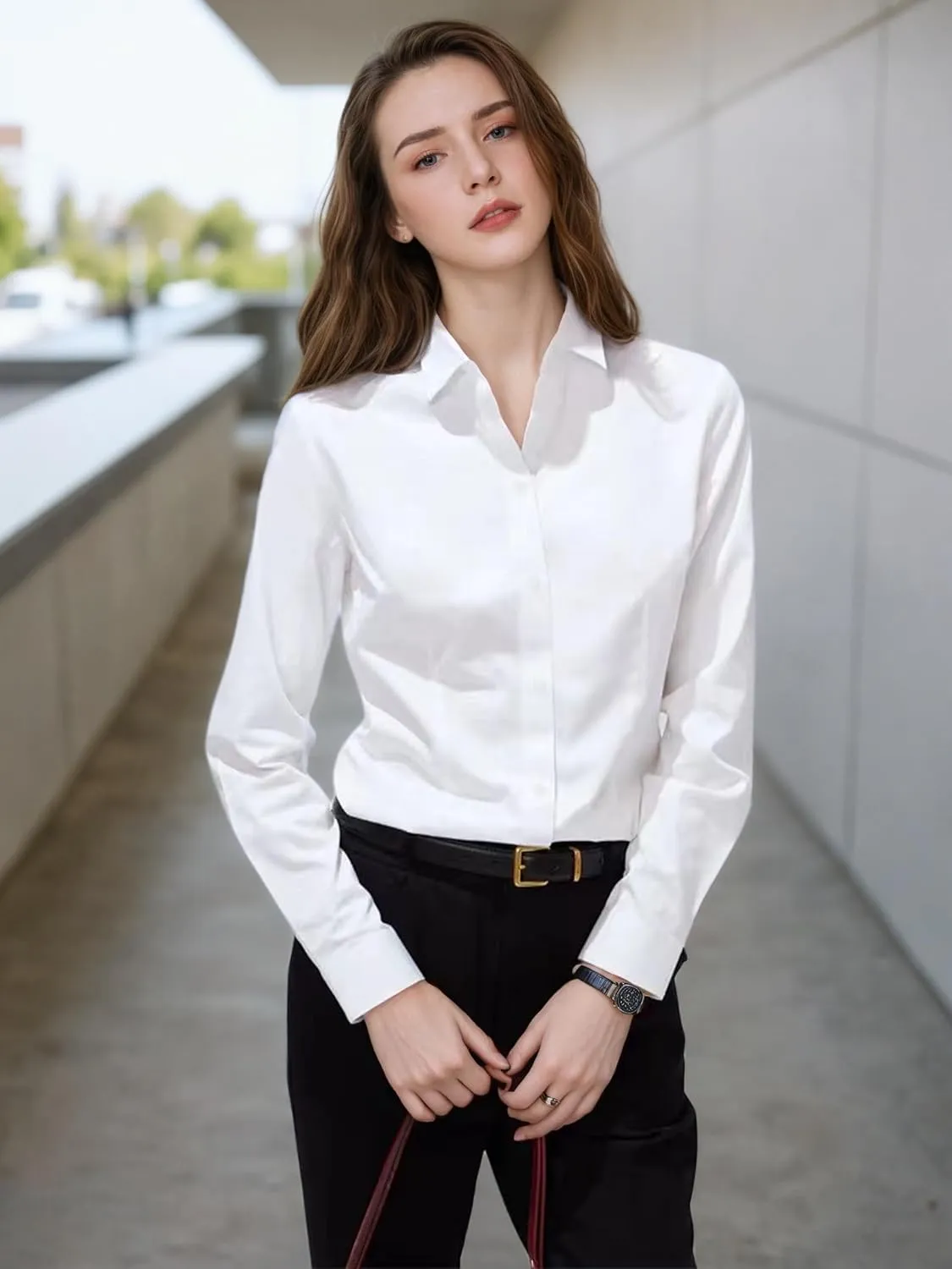 Beninos Womens Dress Shirts Long Sleeve Button Down Shirt Work Wear