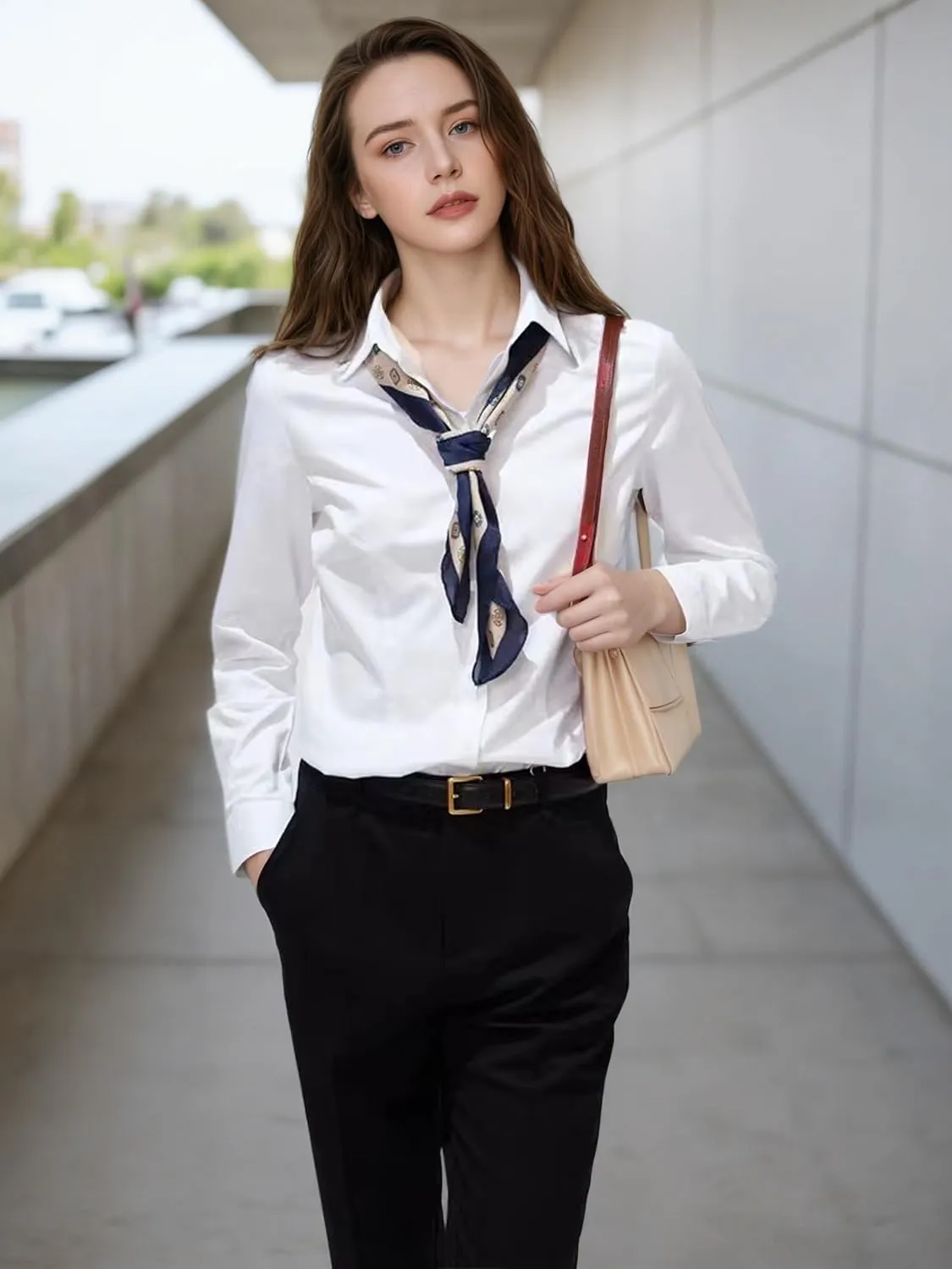 Beninos Womens Dress Shirts Long Sleeve Button Down Shirt Work Wear