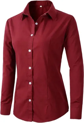 Beninos Womens Dress Shirts Long Sleeve Button Down Shirt Work Wear