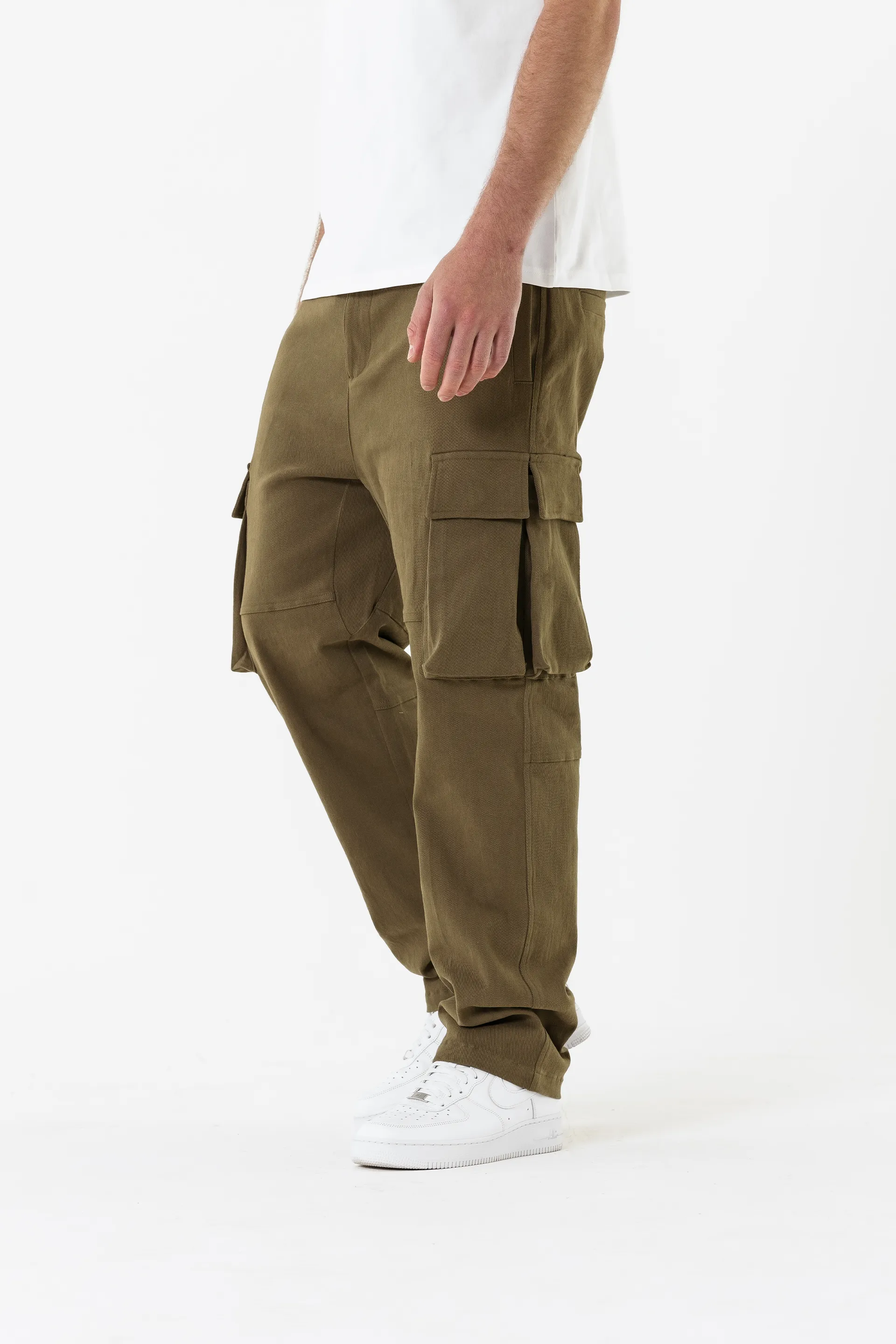 Benjart Denim Multi Pocket Cargos - Khaki
