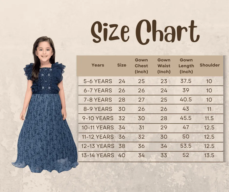 Blue Coloured Imported Gown For Girls\ Fancy Sleeves Concept Gown For Girls