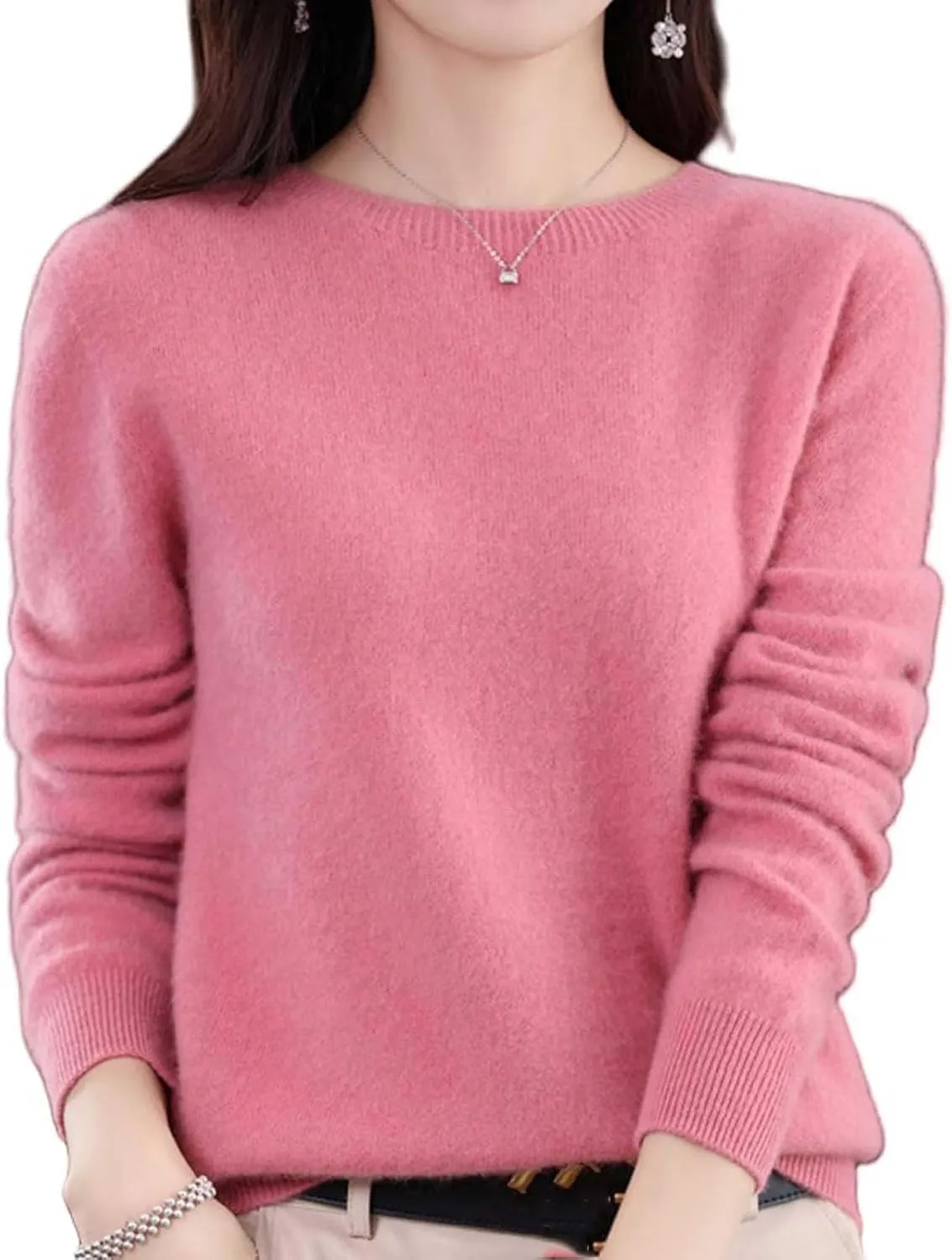 Cashmere Sweaters for Women,100% Cashmere Crew Neck Sweaters,Women's Long Sleeve Soft Pullover Cashmere Sweater