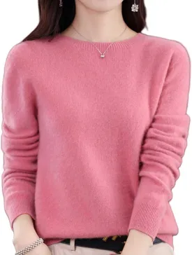 Cashmere Sweaters for Women,100% Cashmere Crew Neck Sweaters,Women's Long Sleeve Soft Pullover Cashmere Sweater