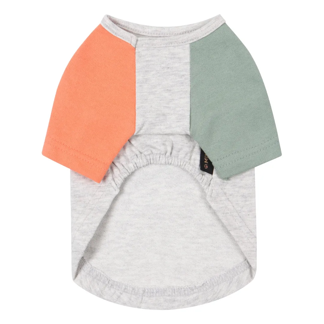 Contrasting Color Raglan Shirt - Grey