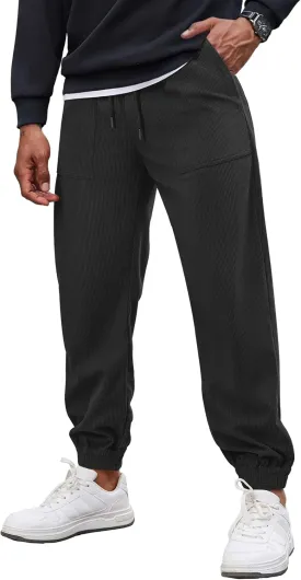 COOFANDY Men's Corduroy Pants Casual Drawstring Trousers Elastic Waist Fashion Tapered Streetwear Joggers with Pockets