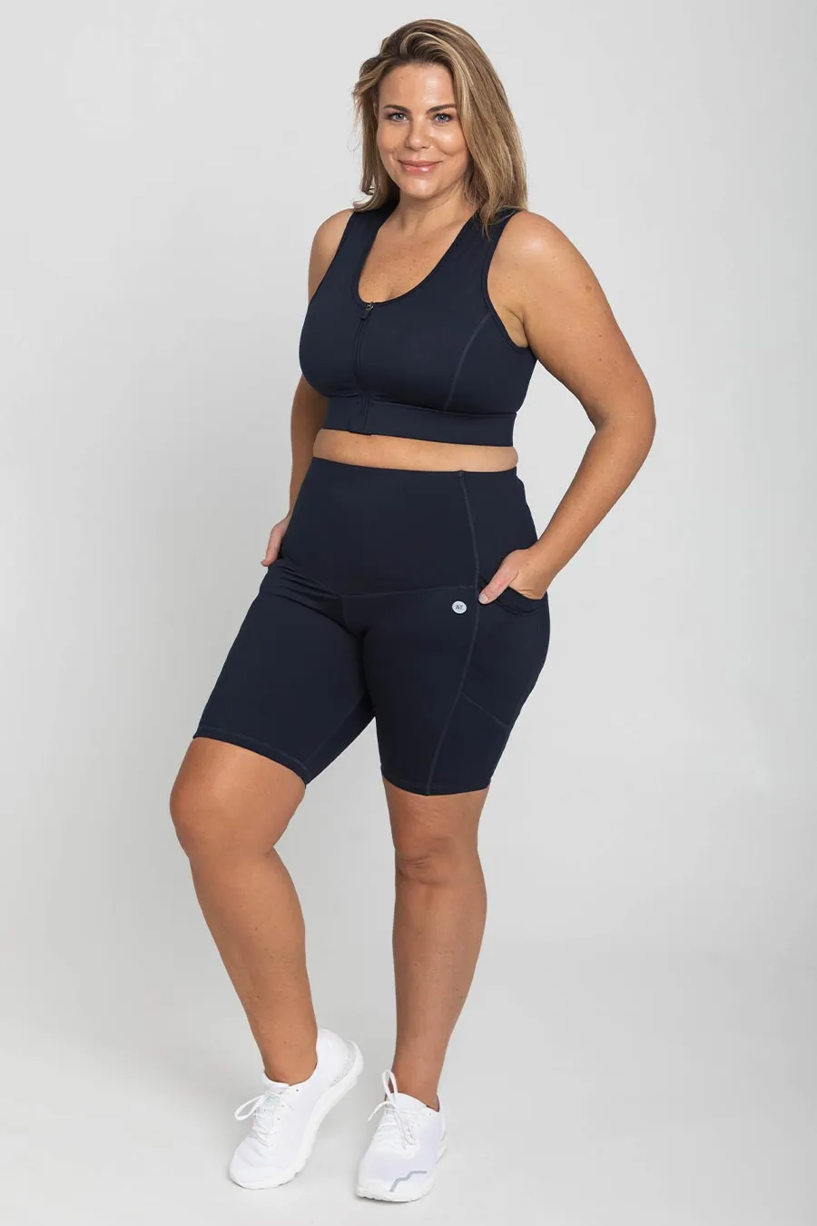 Core Pocket High Waisted Bike Short - Navy