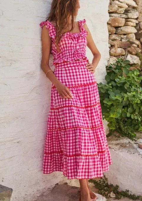 Etta Skirt in Raspberry Gingham