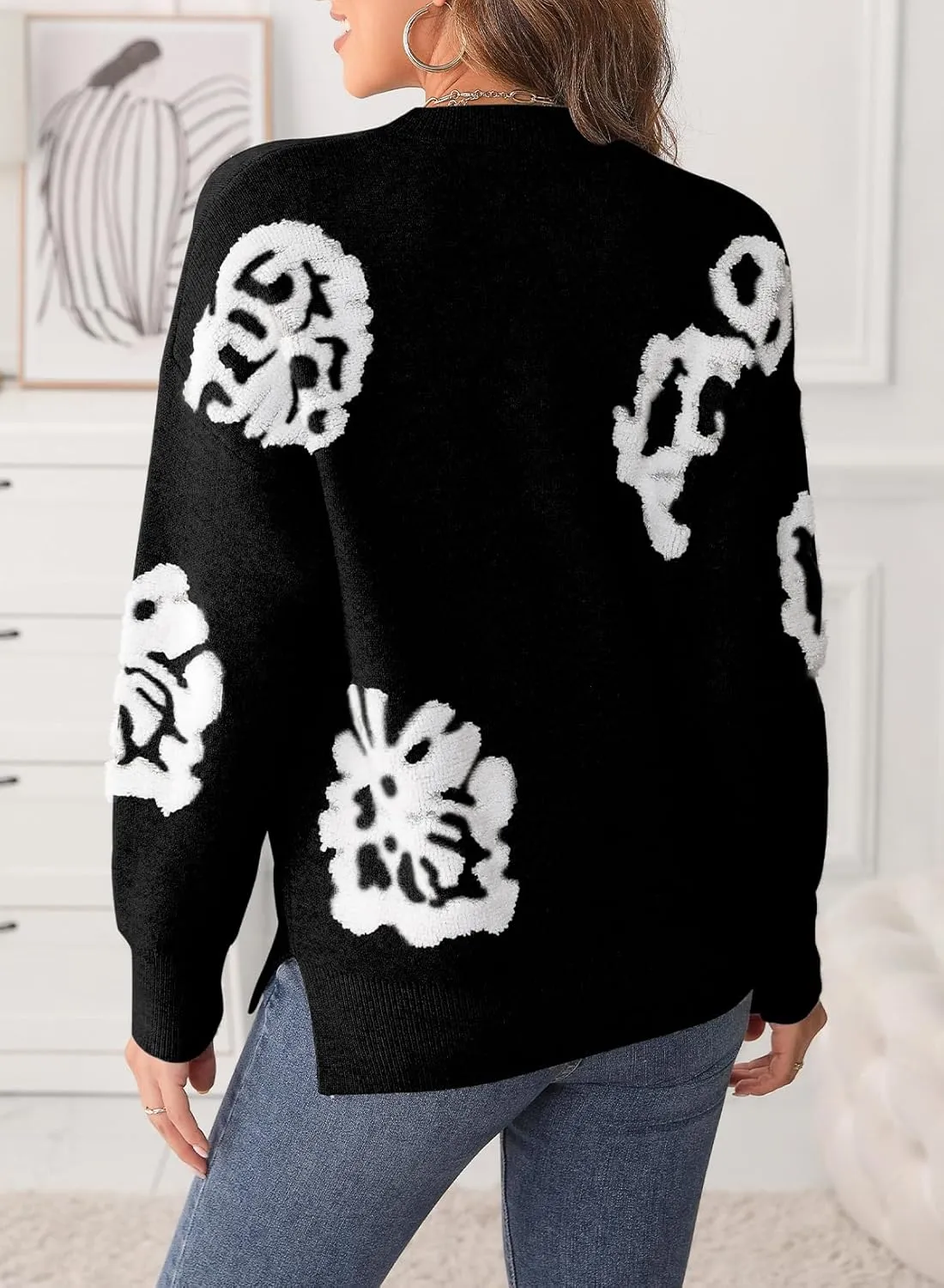 EVALESS Sweaters for Women Trendy Fashion 2024 Long Sleeve Crewneck Pullover Sweater