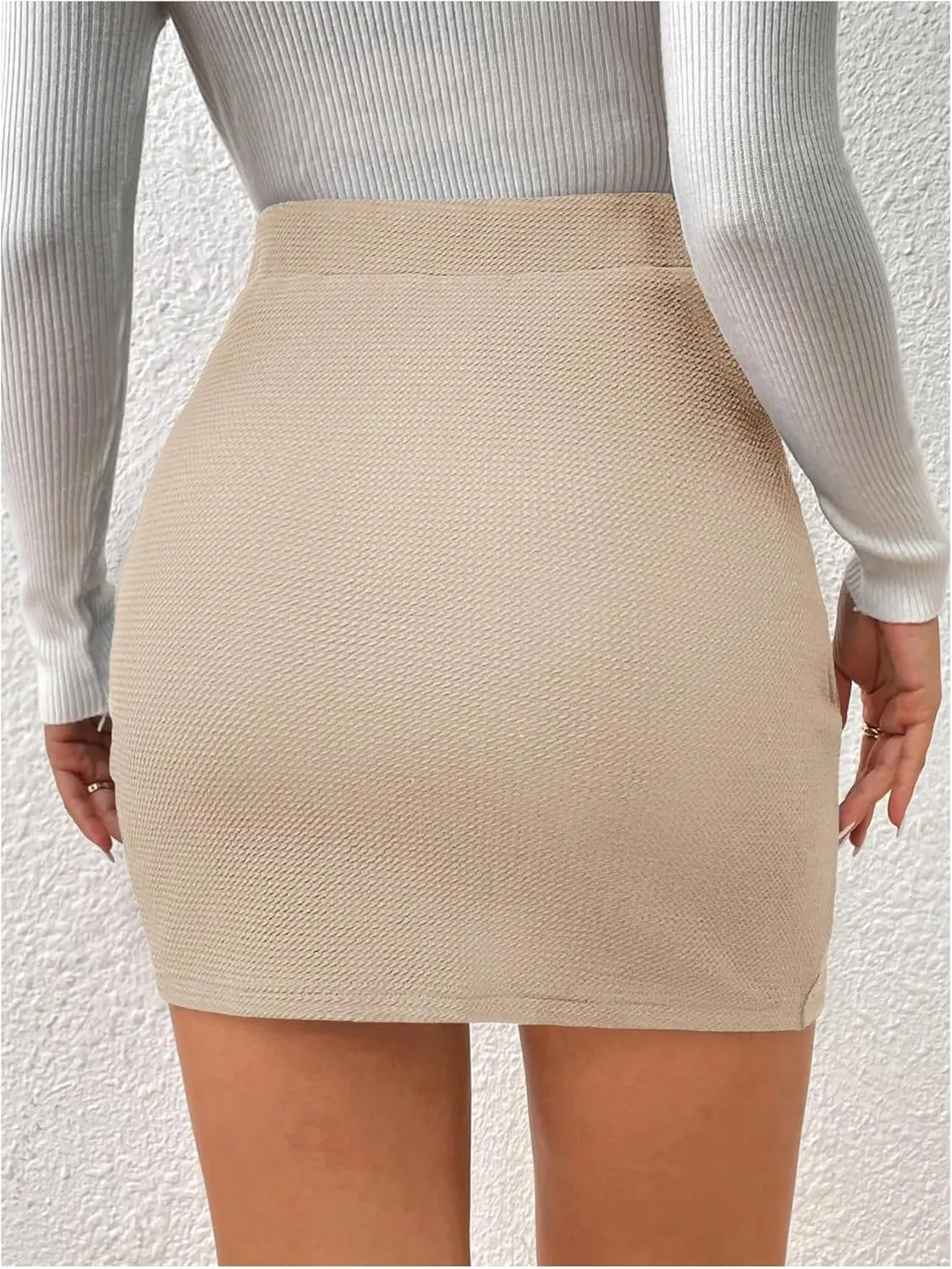 Floerns Women's Wrap Front Ruched High Waist Bodycon Skirts Solid Pencil Mini Skirts