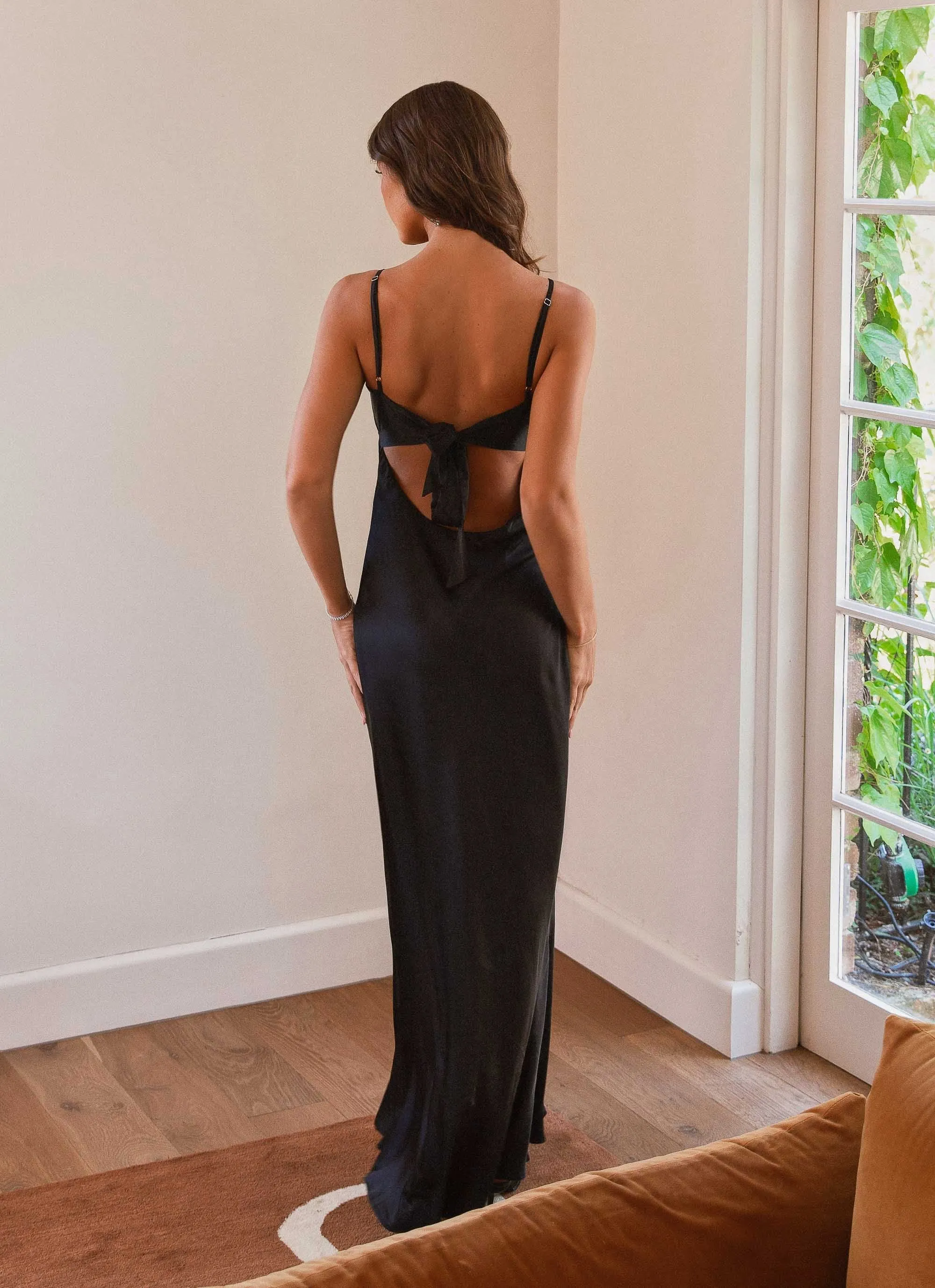 Midnight Flora Satin Maxi Dress with Elegant Design