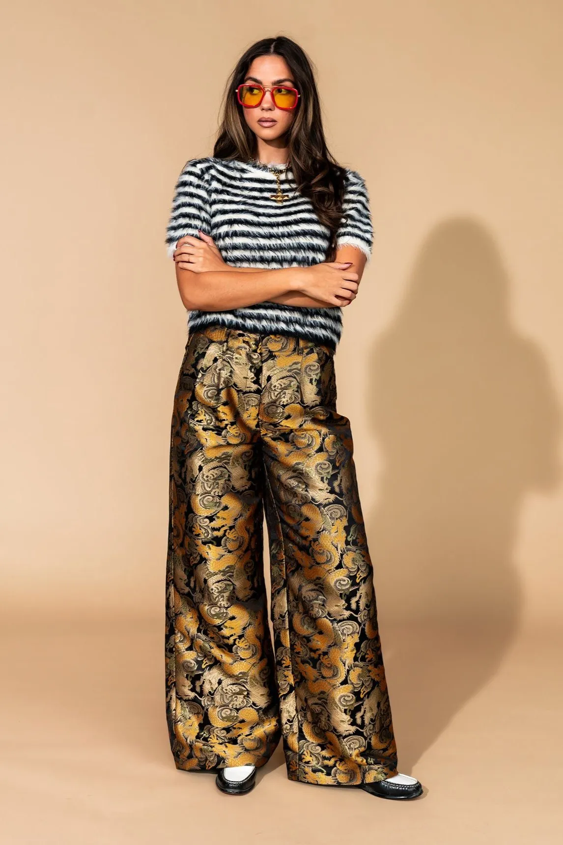 Premium Golden Dragon Brocade Trousers - Elegant Traditional Chinese Silk Pants for Special Occasions