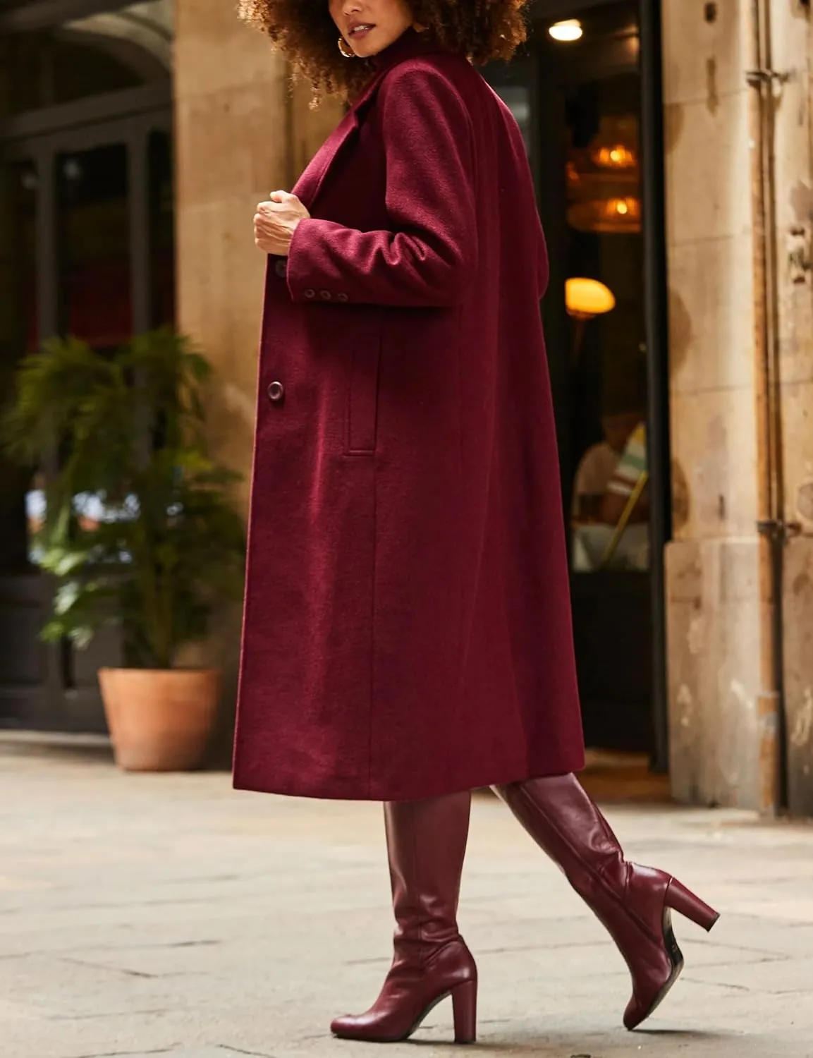 IDEALSANXUN Womens Long Wool Coats Fall Winter Single Breasted Trench Coat Dressy Jackets Peacoat