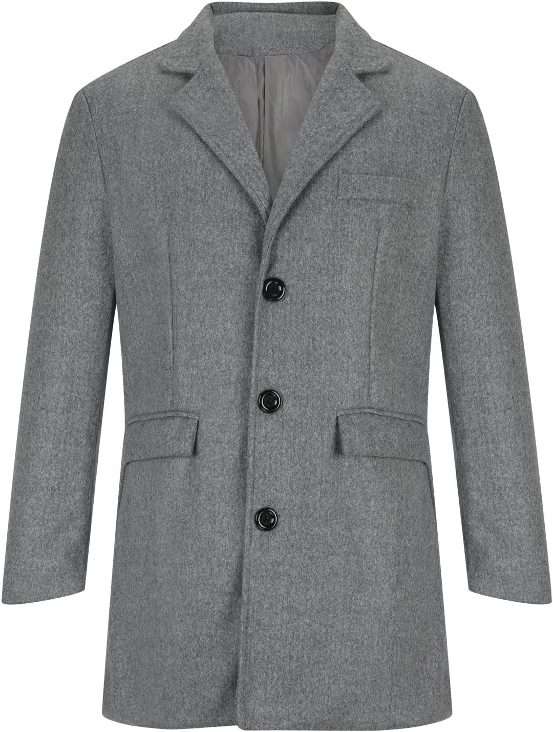 Long Trench Coats for Men Winter Jackets Wool Blend Peacoats Trendy Notched Lapel Overcoats Plus Size Jacket