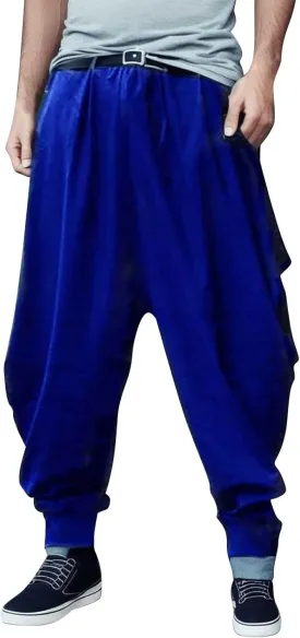 Mens Hip Hop Harem Pants Fashion Solid Color Oversized Tapered Pants Casual Comfy Elastic Drawstring Baggy Trouser
