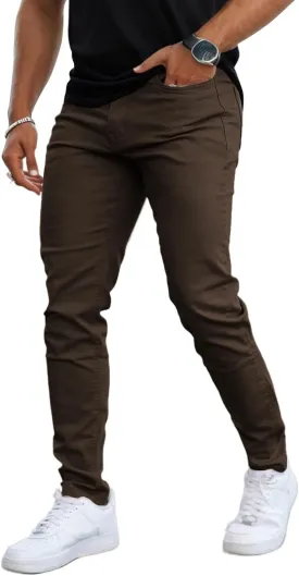 Mens Jeans Skinny Stretch Premium High Rise Colored Jeans Expandable Waist