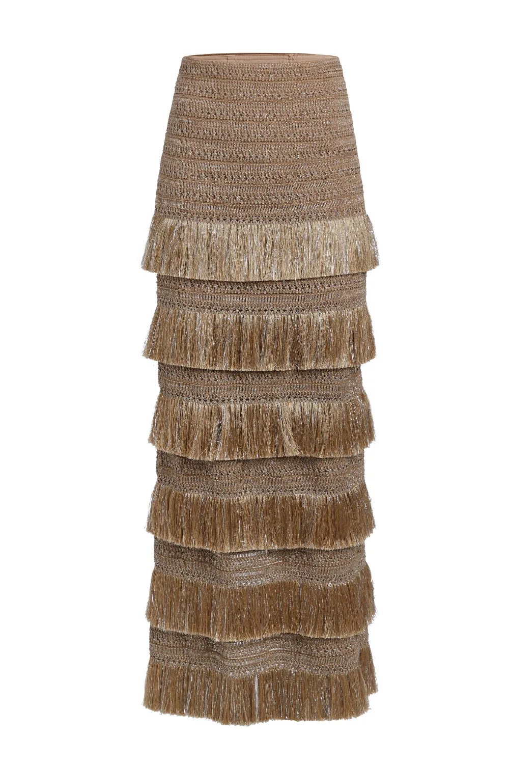 Metallic Fringe Maxi Skirt