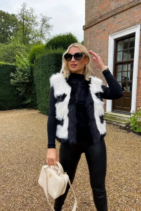MYNELLY PREMIUM CREAM AND BLACK FAUX FUR GILLET