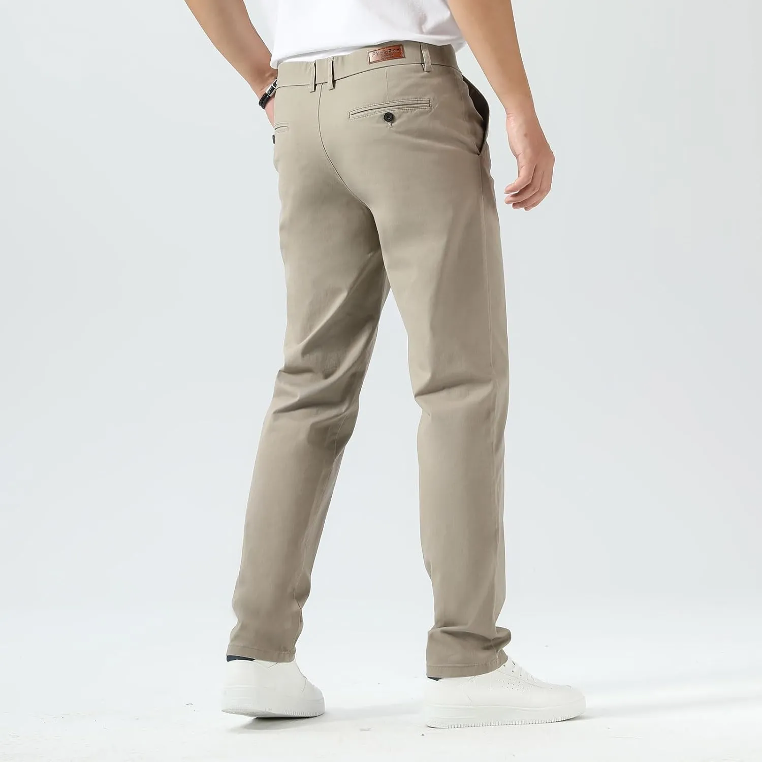 Plaid&Plain Mens Slim Fit Khaki Pants Mens Tapered Chino Pants