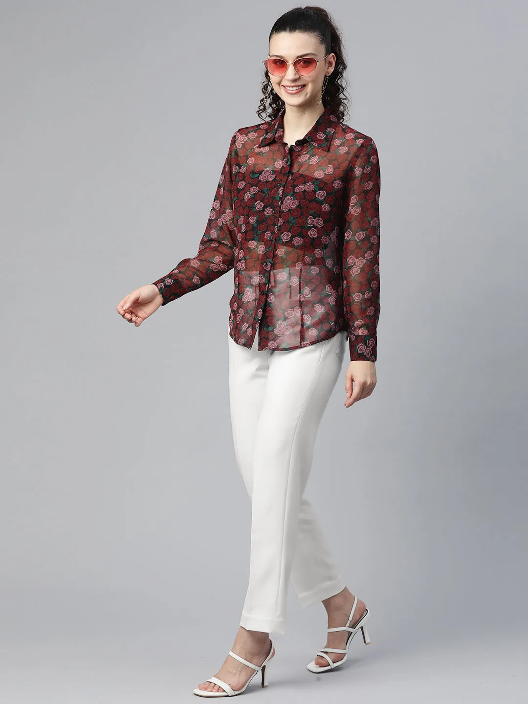 Regular Fit Mid Waist Stretch trouser- White