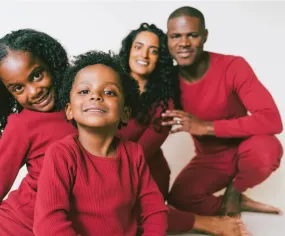 Rose Red Adults Ribbed Loungeset (Matching Available)