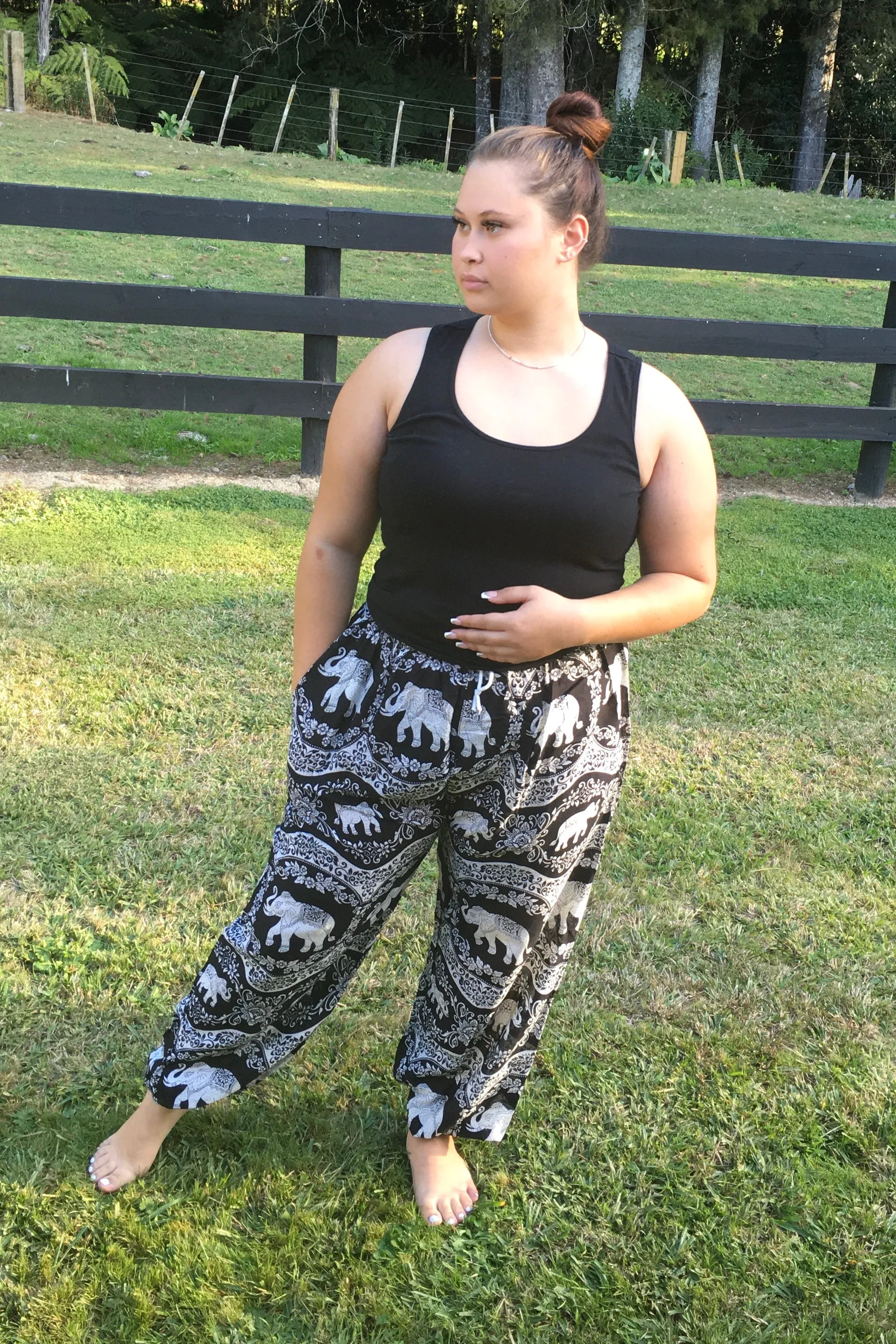 Shaman Elephant Drawstring Pants - Plus Size