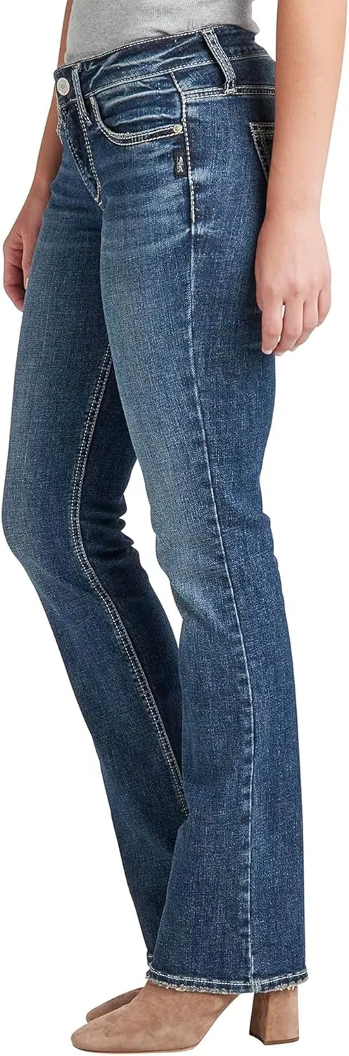 Silver Jeans Co. Women's Britt Low Rise Curvy Fit Slim Bootcut Jeans