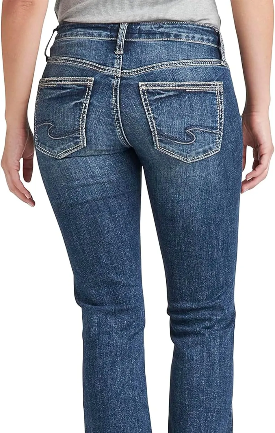 Silver Jeans Co. Women's Britt Low Rise Curvy Fit Slim Bootcut Jeans
