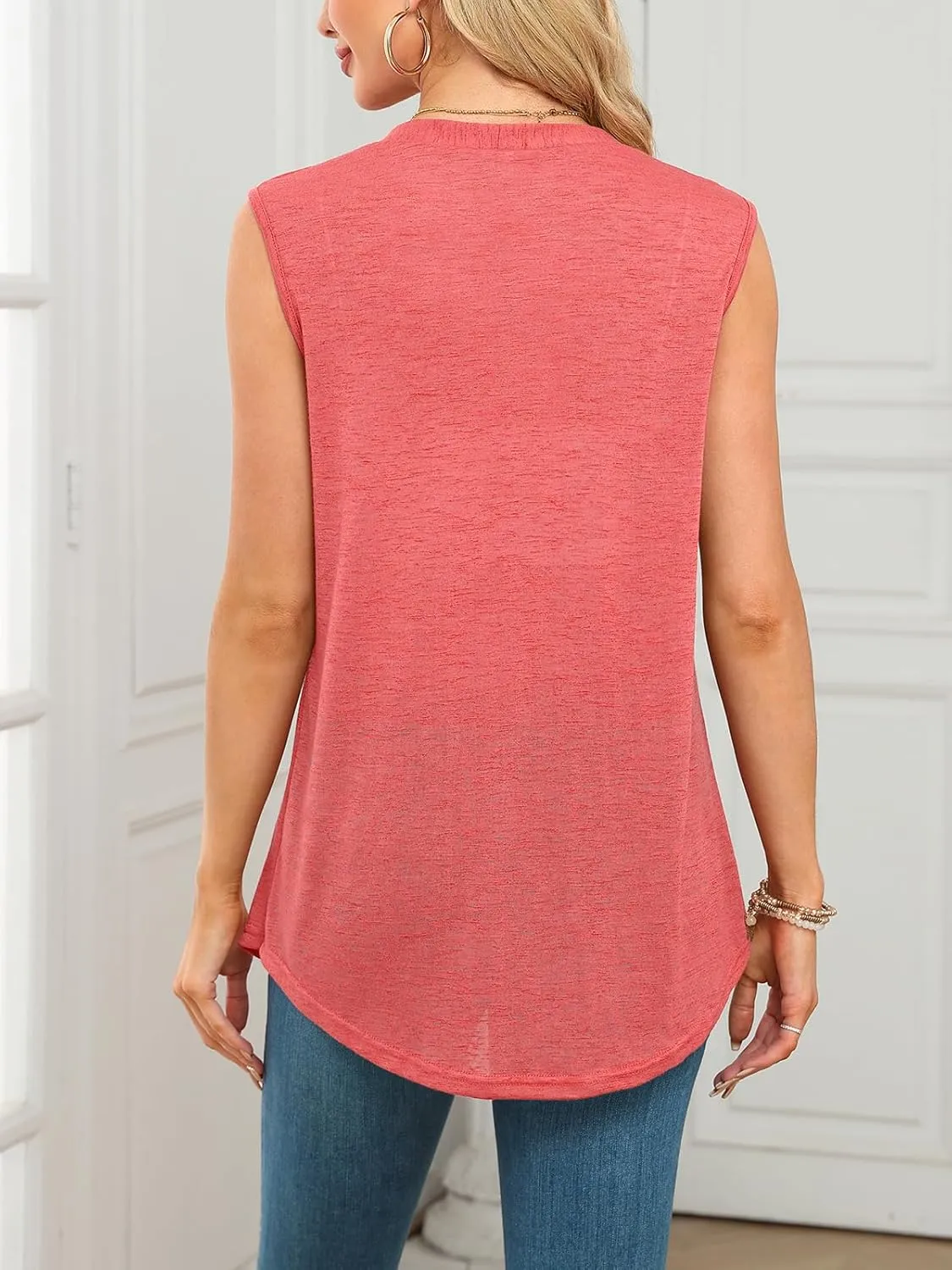 Summer Vest for Women Lightweight Fashion Casual Soft Knit Sleeveless Cardigan Curved Hem with Cozy Pockets (S-3XL)