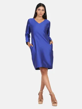 Taffeta Silk Party Dress - Royal Blue