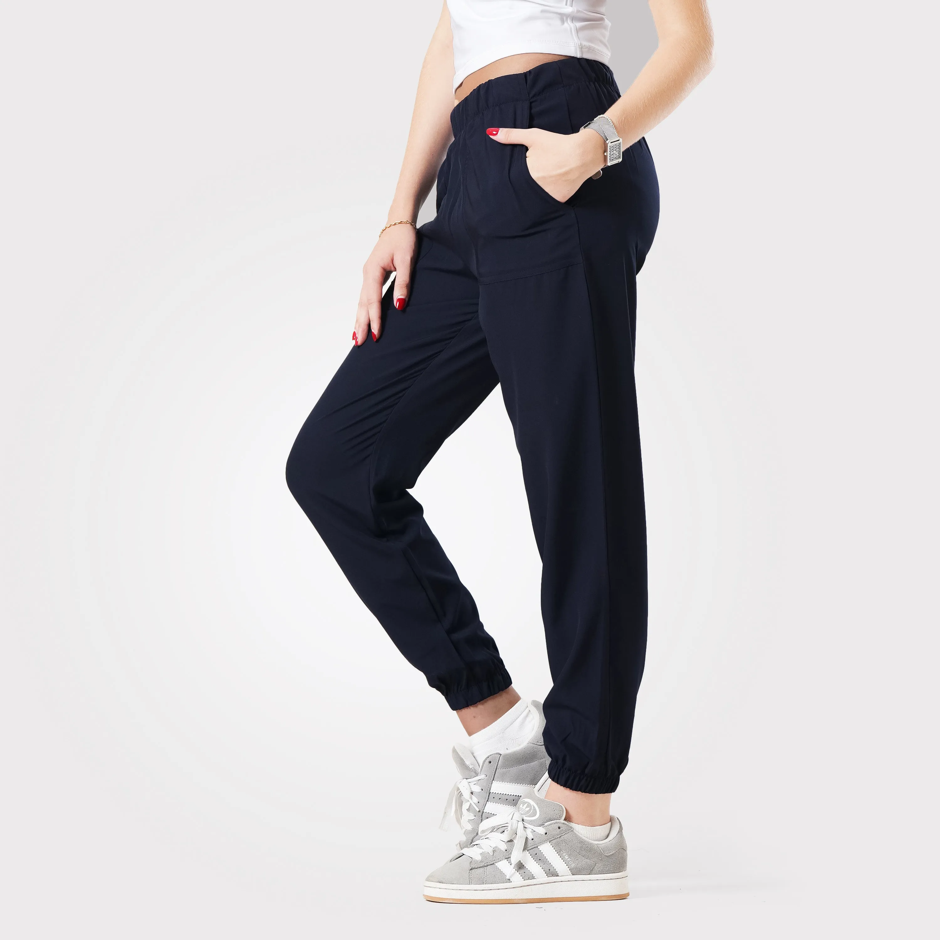 Tf-Premium Navy Micro Stretch Women Cuff Bottoms