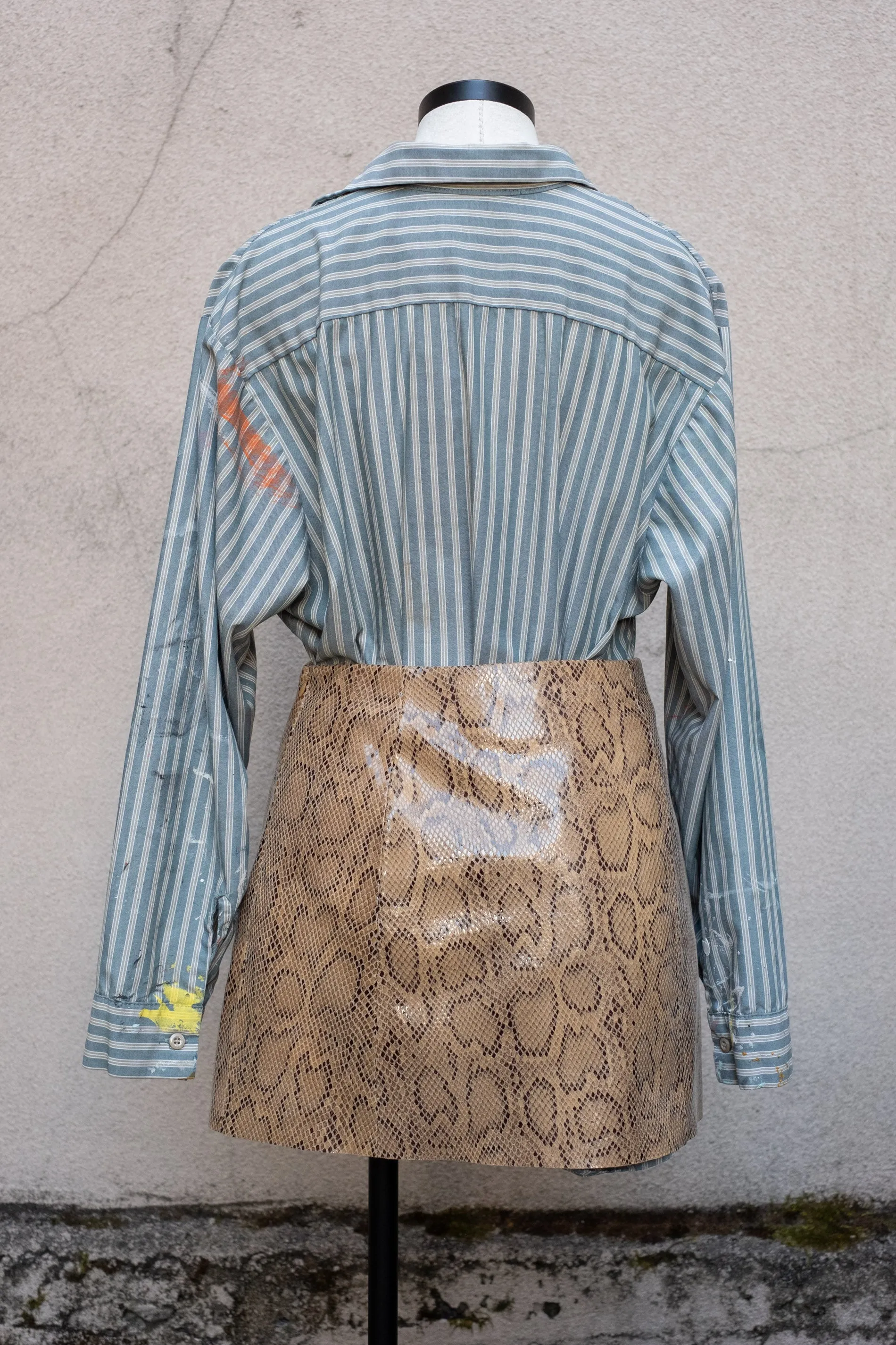 Veda x Reformation Patent Leather Snake Print Skirt