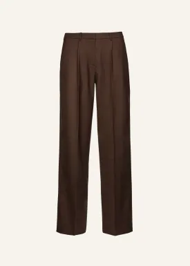 Wide leg tailored wool pants in brown