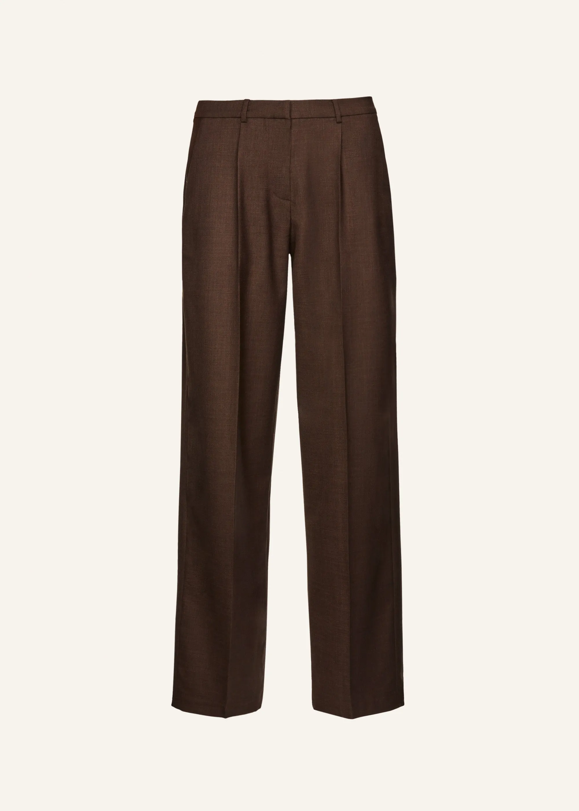 Wide leg tailored wool pants in brown