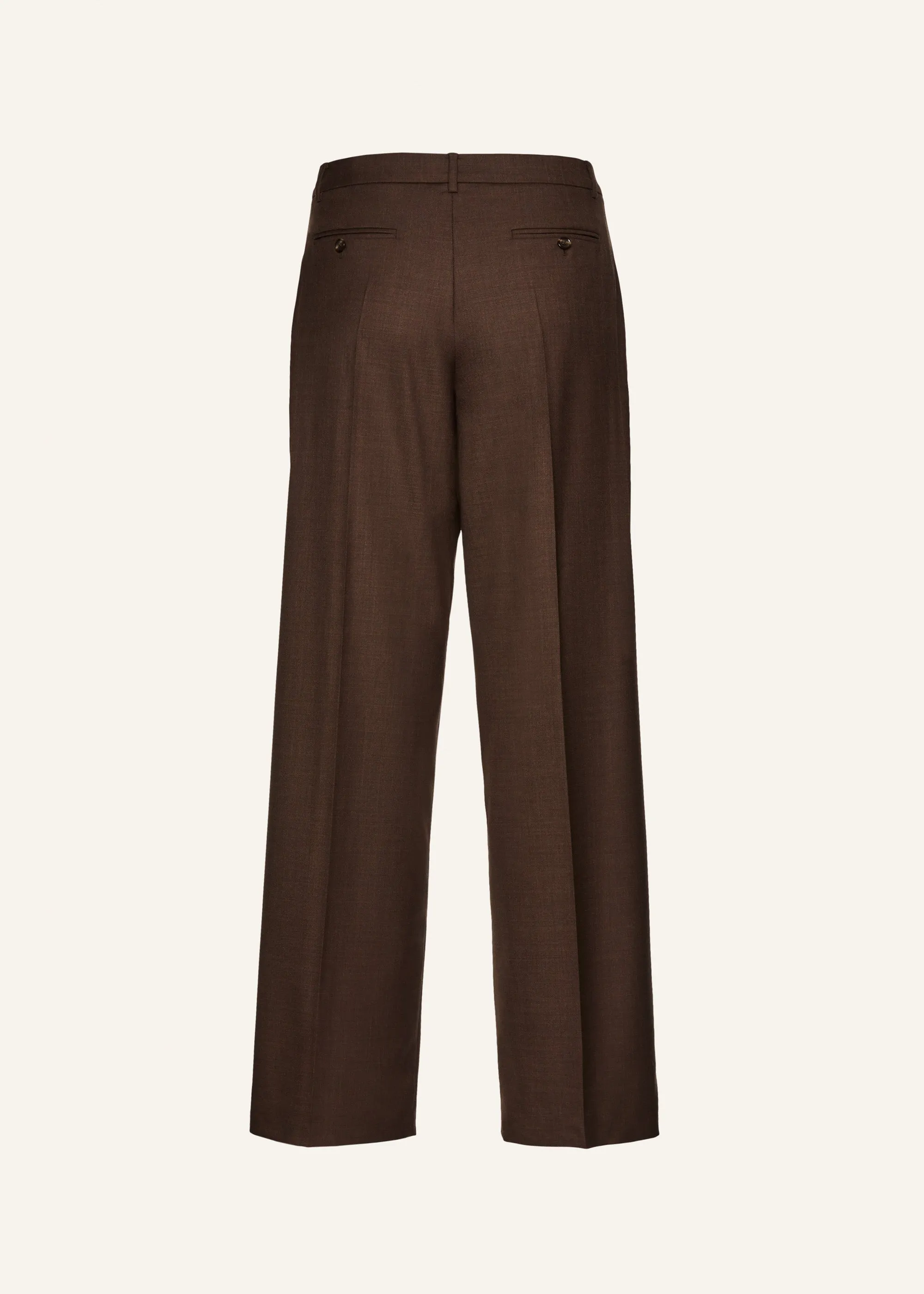 Wide leg tailored wool pants in brown