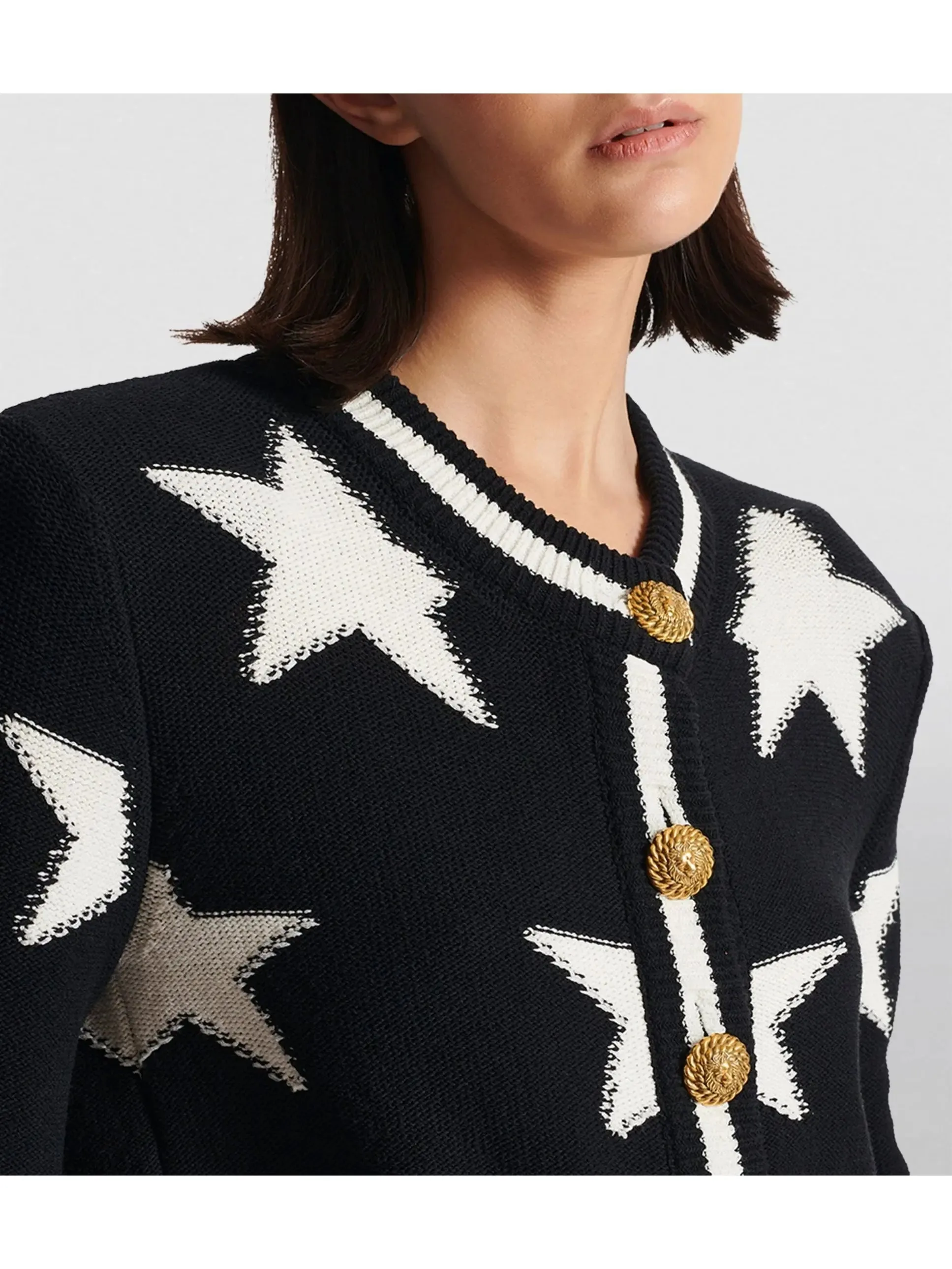 Women’s Buttoned Jacquard Star Knit Cardigan Sweater