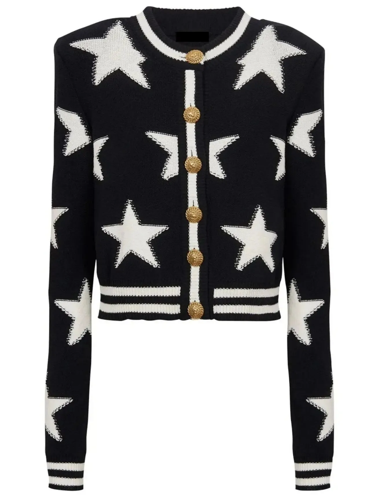 Women’s Buttoned Jacquard Star Knit Cardigan Sweater