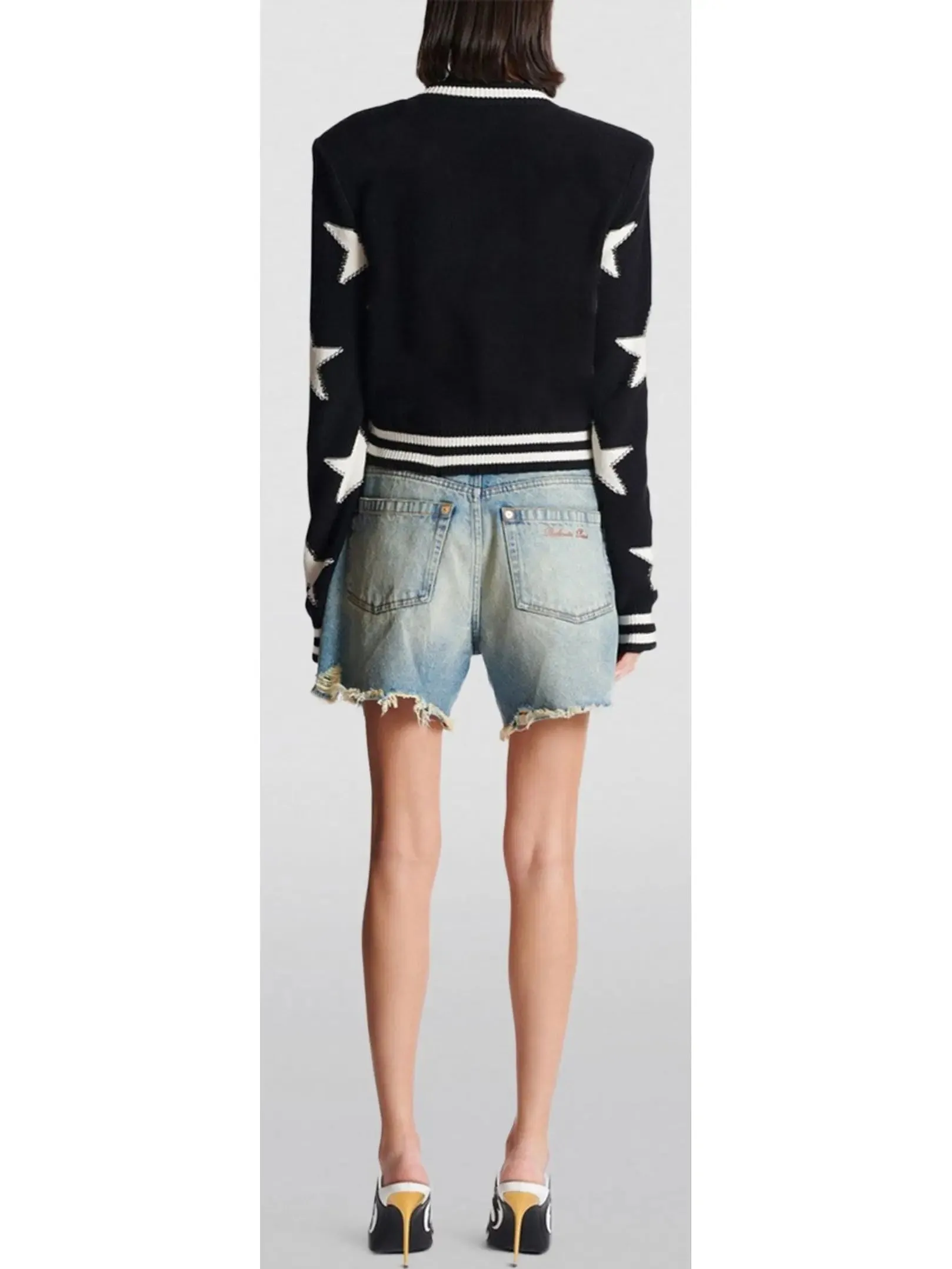 Women’s Buttoned Jacquard Star Knit Cardigan Sweater