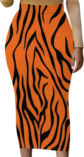 Women's High Waist Tummy Slim Bodycon Club Maxi Long Pencil Skirts Summer Fall Casual Elastic Below Knee Office Work Skirt