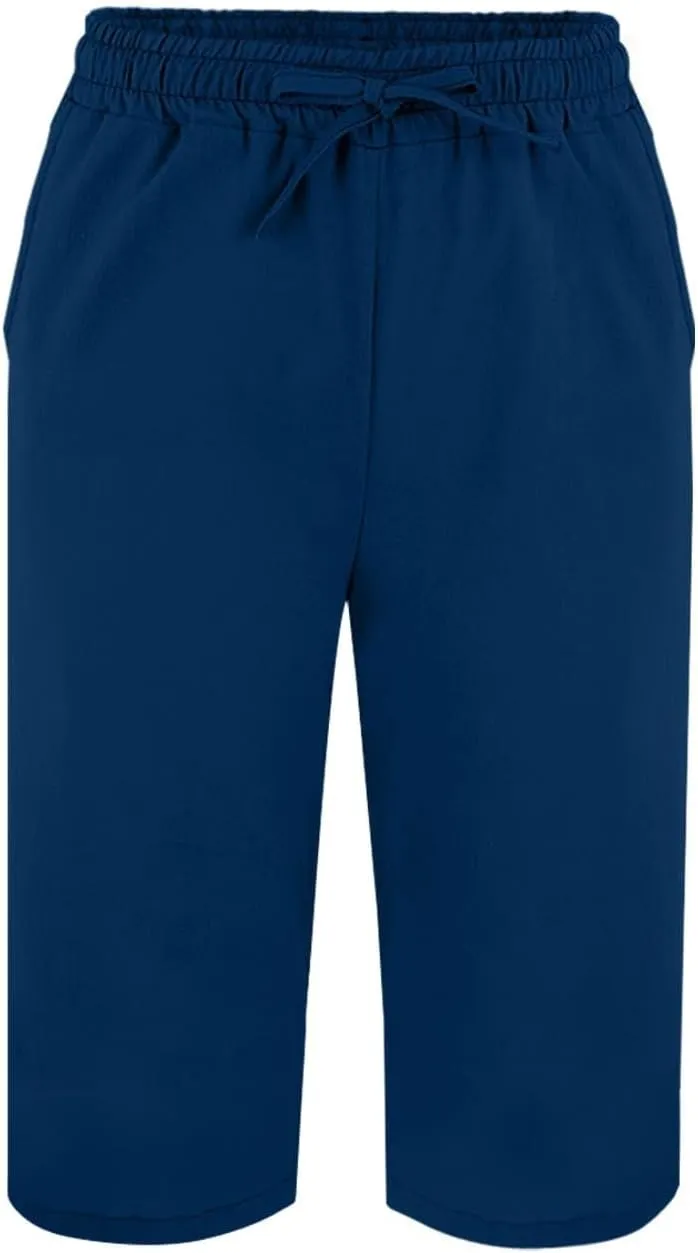 Womens Summer Bermuda Linen Shorts Knee Length Lightweight Loose Summer Casual Shorts with Pockets