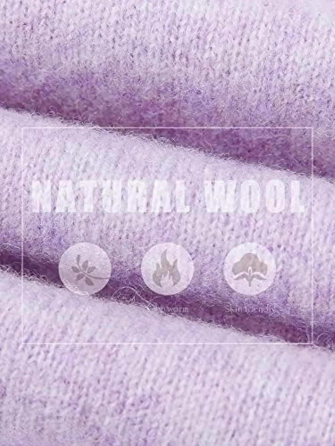 Women's Wool Fall Winter Long Sleeve Warm Soft Knitted Pullover Sweater Tops,Light Purple,Medium