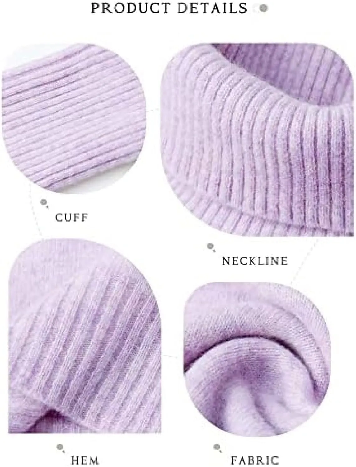 Women's Wool Fall Winter Long Sleeve Warm Soft Knitted Pullover Sweater Tops,Light Purple,Medium