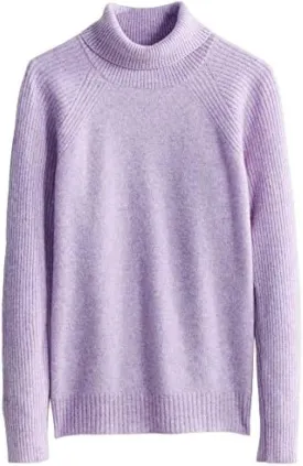 Women's Wool Fall Winter Long Sleeve Warm Soft Knitted Pullover Sweater Tops,Light Purple,Medium